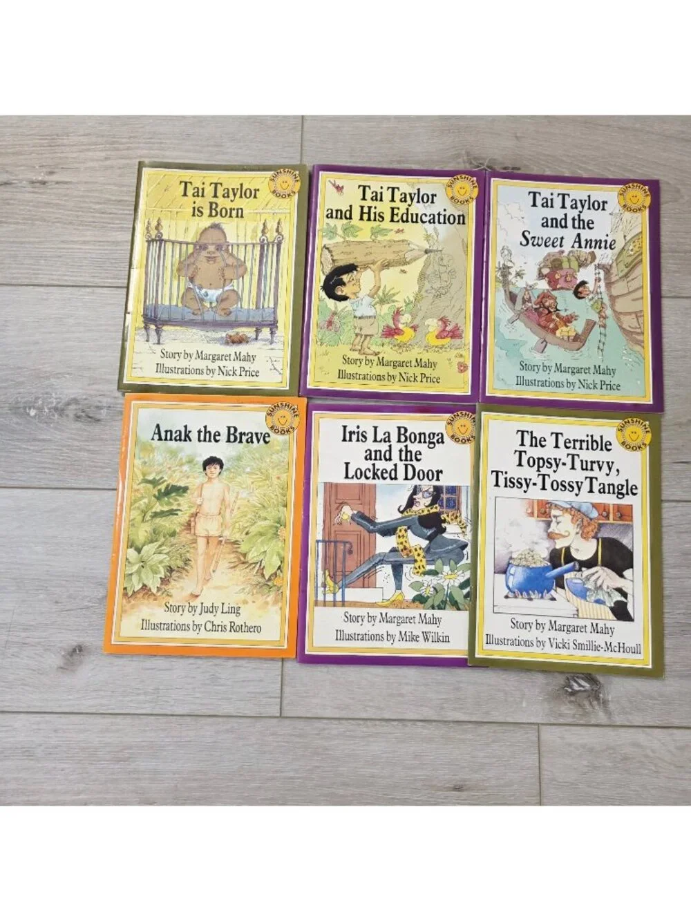 6 Vtg Sunshine Reading Series Kids Books Sweet Annie Topsy Turvy Tai Taylor Anak